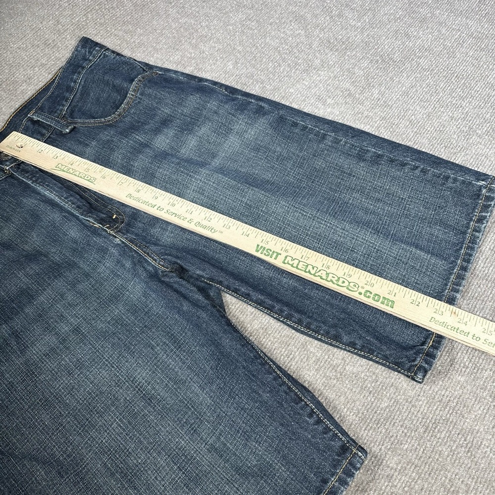 Levis 569 Jean Shorts Men 34 Loose Straight Fit Dark Blue Denim Faded Skater Y2K - Picture 8 of 11